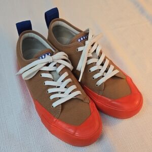 OBRA Terra Comfort Footbed Canvas Low Wrap Sneaker Brown,Orange, Blue 8
